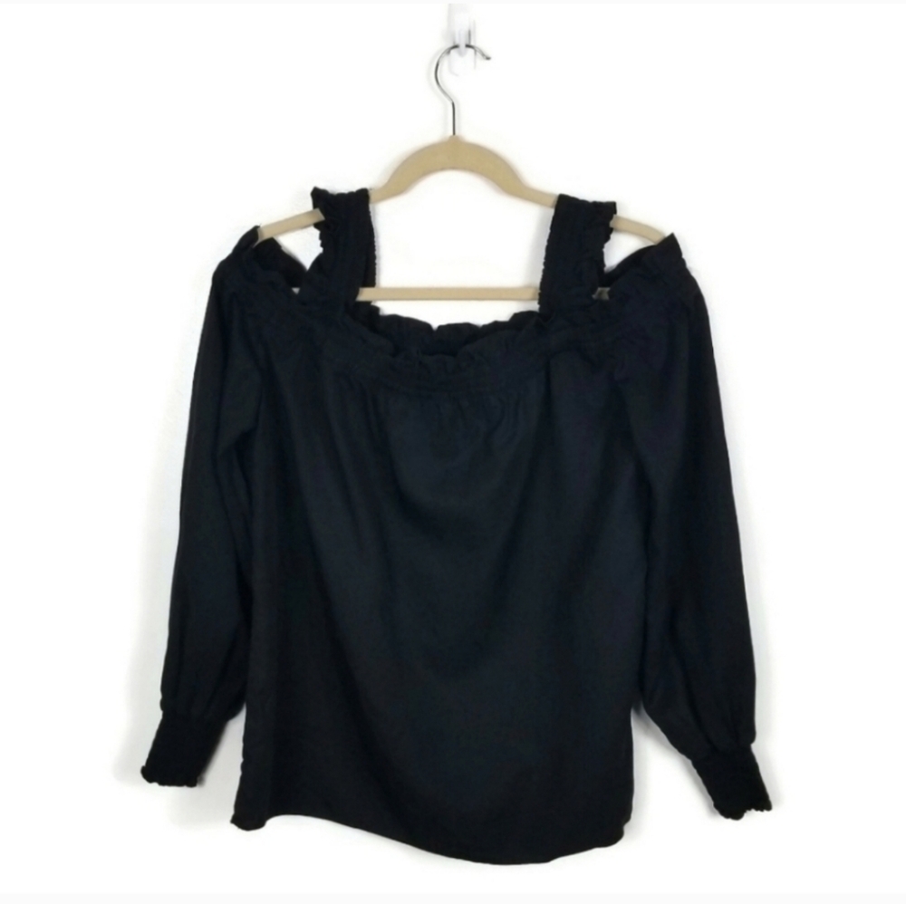 Designers Remix Long Sleeve Off Shoulder Odile Top in Black 4-6 - Picture 6 of 9